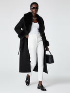 Black Long Coat with Faux Fur Collar CADMAN PLAZA: New Collection COUTURE in BROOKLYN | BYMANYC ® New York
