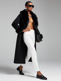 Black Long Coat with Faux Fur Collar CADMAN PLAZA: New Collection COUTURE in BROOKLYN | BYMANYC ® New York