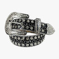 Black Strap with Black & Diamond White Studded Rhinestone BB Belt