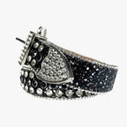 Black Strap with Black & Diamond White Studded Rhinestone BB Belt