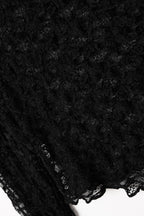 Black Cropped Lace T-Shirt with Long Sleeves