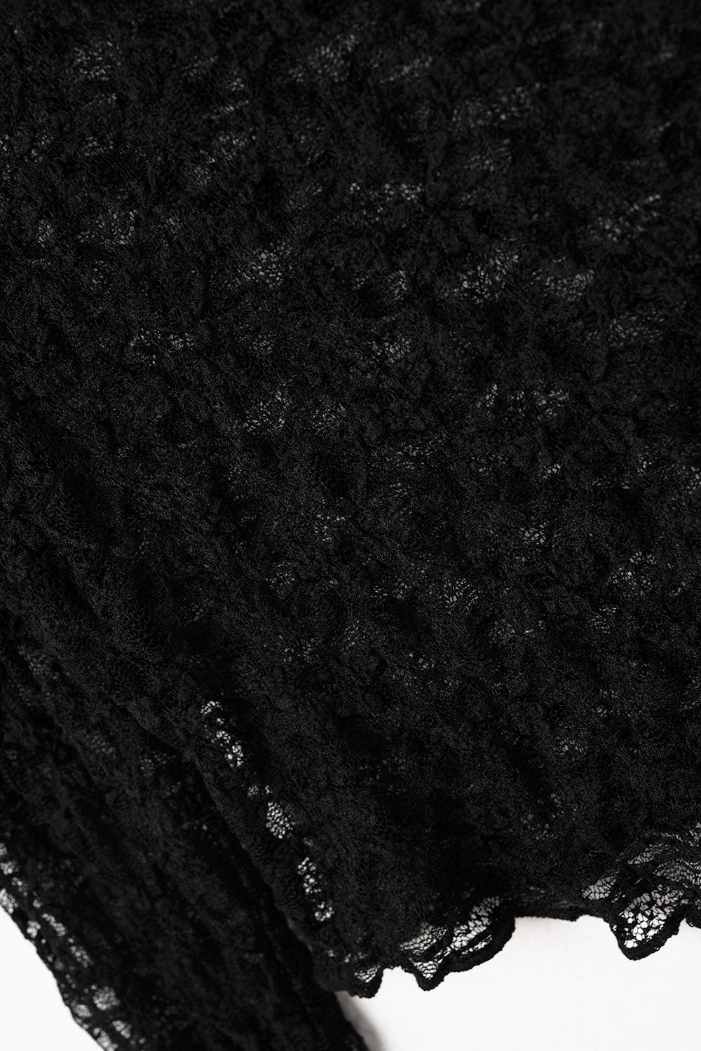 Black Cropped Lace T-Shirt with Long Sleeves