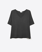 Black V-Neck Relaxed Fit Short Sleeve Top
