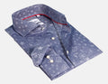 Blue Long Sleeve Shirt with Contrast Trimming Dual Cuffs | Regular Fit