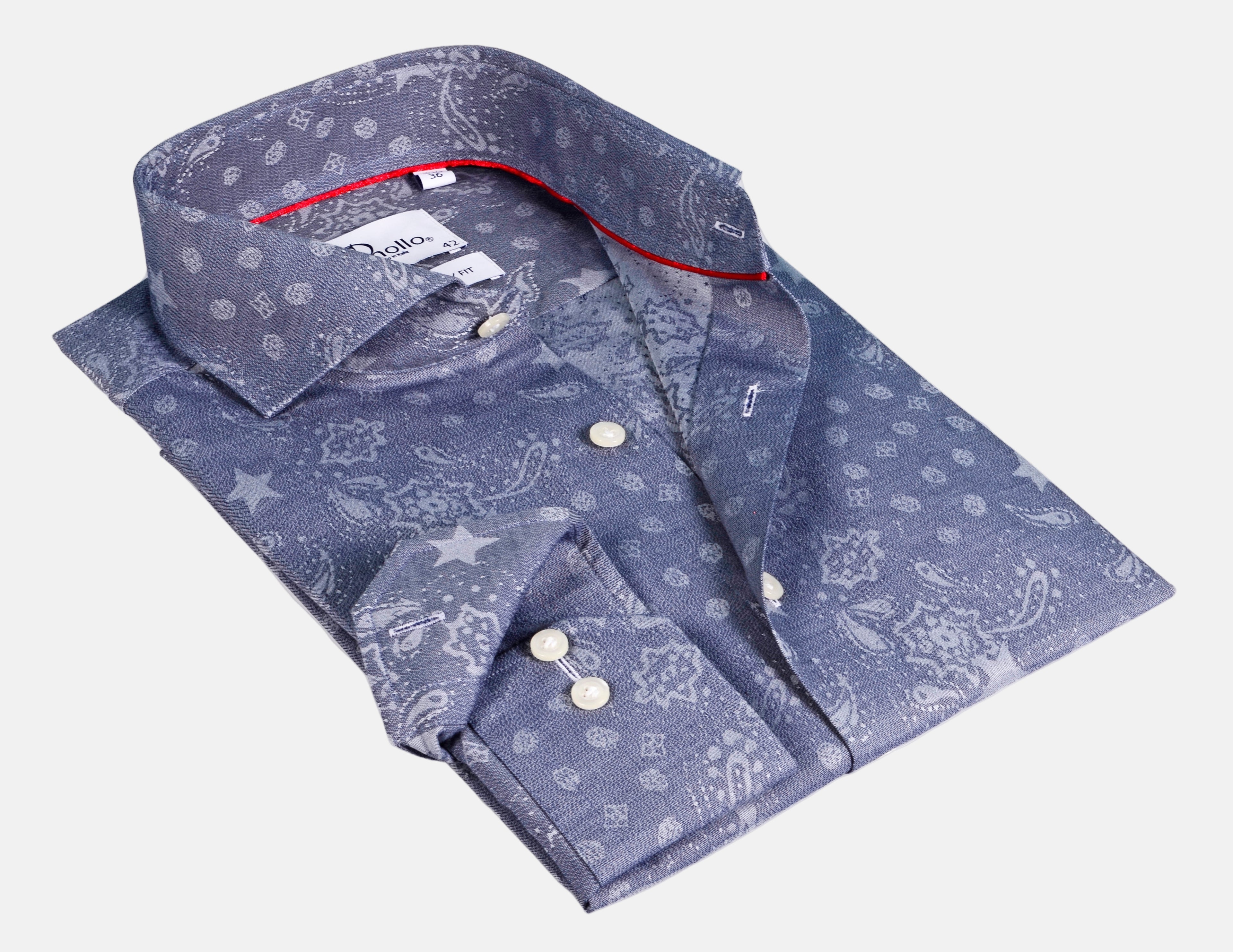 Blue Long Sleeve Shirt with Contrast Trimming Dual Cuffs | Regular Fit