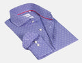 Blue Long Sleeve Shirt with Contract Trimming Dual Cuffs | Regular Fit