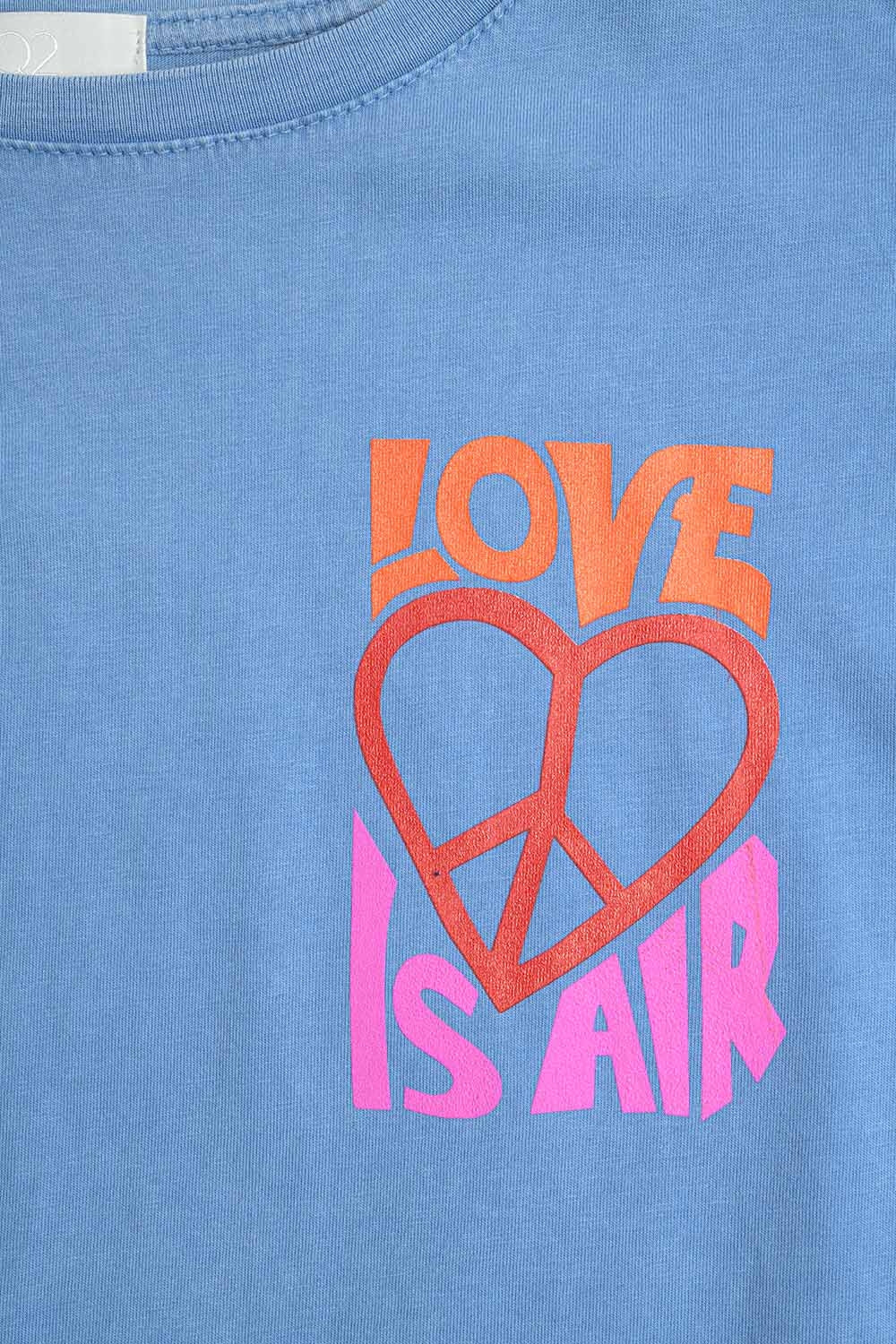 Blue T-Shirt with Love Is Air and Heart with Peace Logo