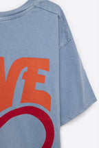 Blue T-Shirt with Love Is Air and Heart with Peace Logo