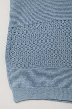 Blue Sweater with Soft Open Knit and Dropped Sleeves
