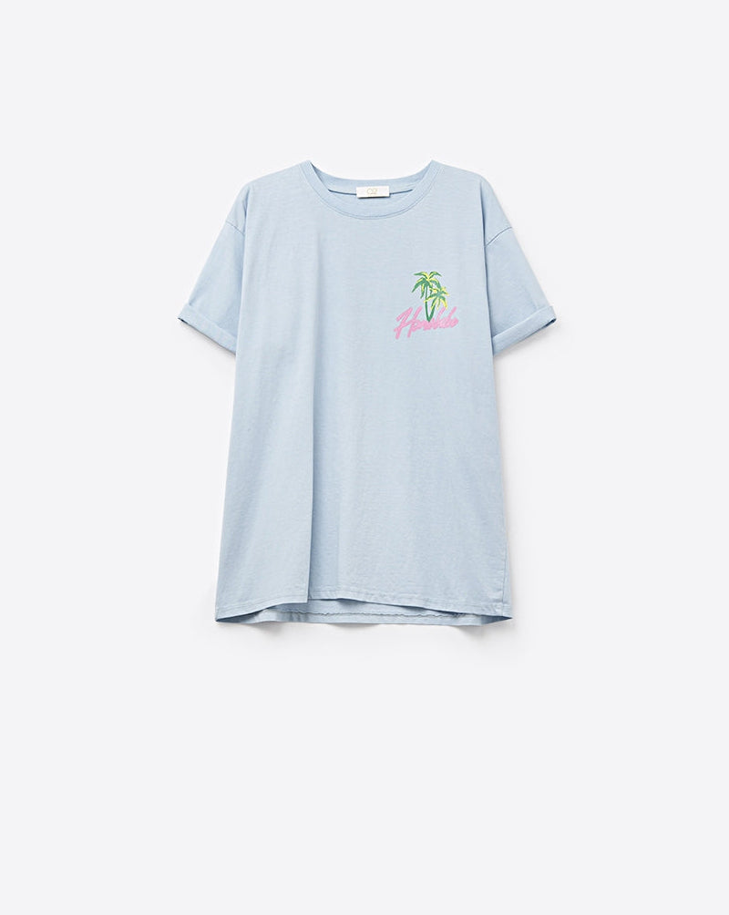 Blue T-Shirt with Honolulu Graphic