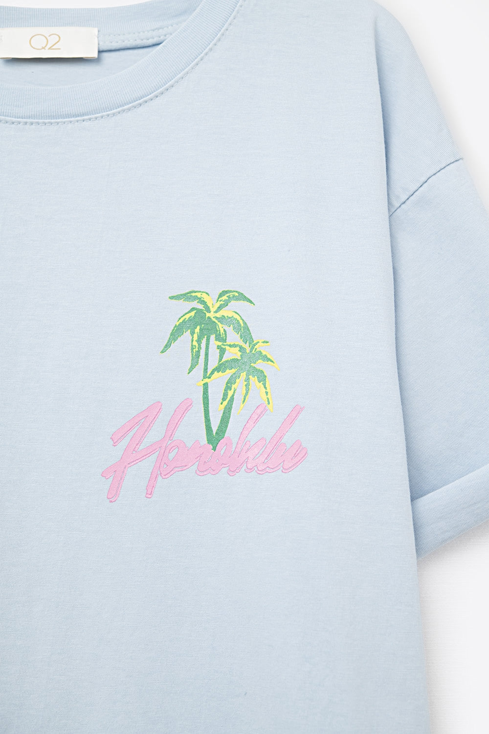 Blue T-Shirt with Honolulu Graphic