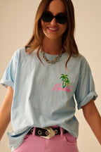 Blue T-Shirt with Honolulu Graphic