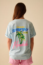 Blue T-Shirt with Honolulu Graphic