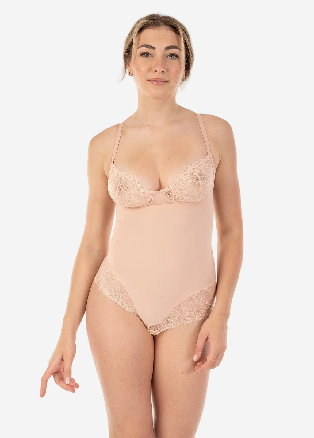 Bodysuit Shaper with Sexy Lace Detail Blush