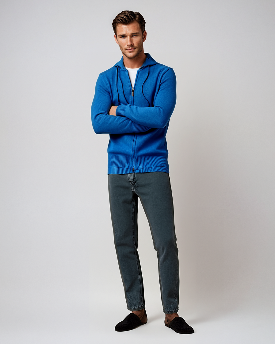 Full Zip Cotton/Cashmere Hoodie