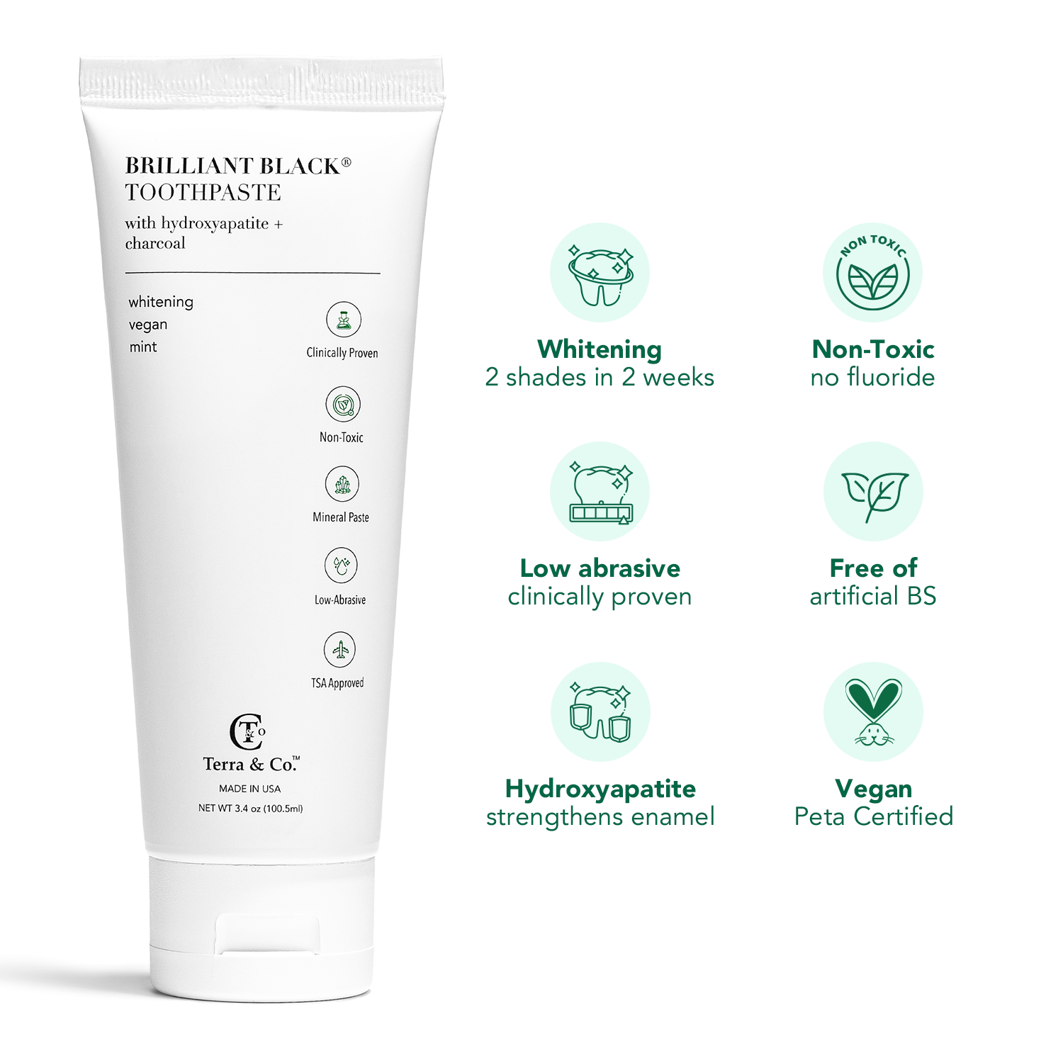 Brilliant Black® Toothpaste | Fluoride-Free Activated Charcoal Whitening | Terra & Co.