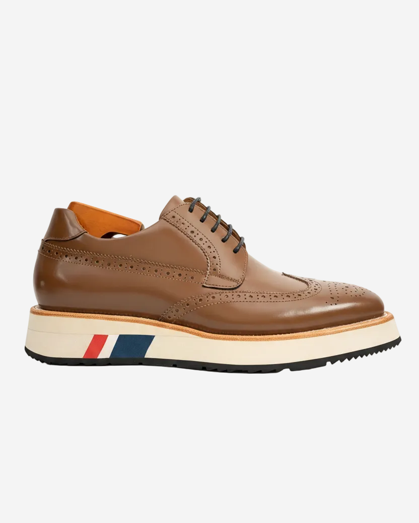 Brown Brogue Shoes with Colorful Sole
