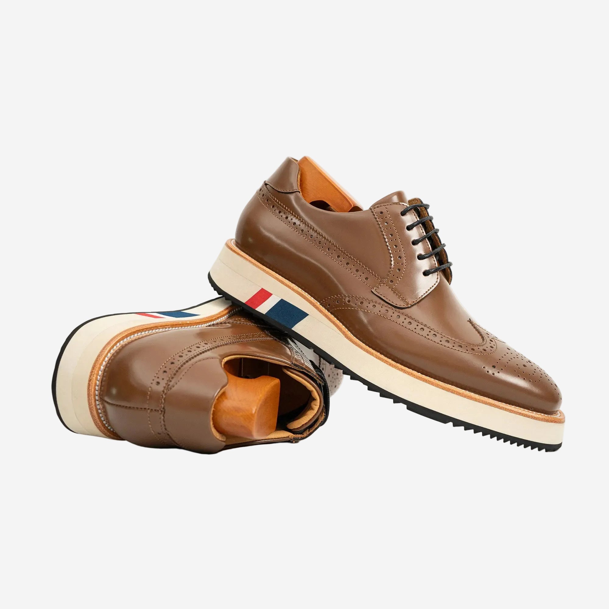 Brown Brogue Shoes with Colorful Sole