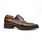 Brown Crocodile Derby Shoes Goodyear | Norwegian 8014