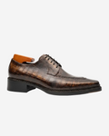 Brown Crocodile Derby Shoes Goodyear | Norwegian 8014
