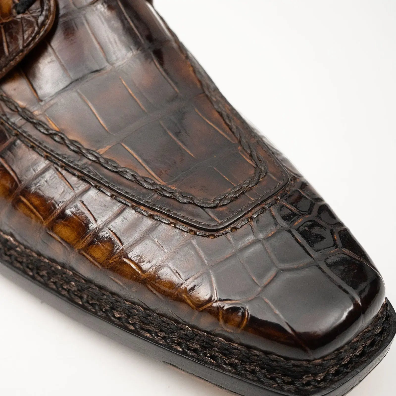 Brown Crocodile Derby Shoes Goodyear | Norwegian 8014