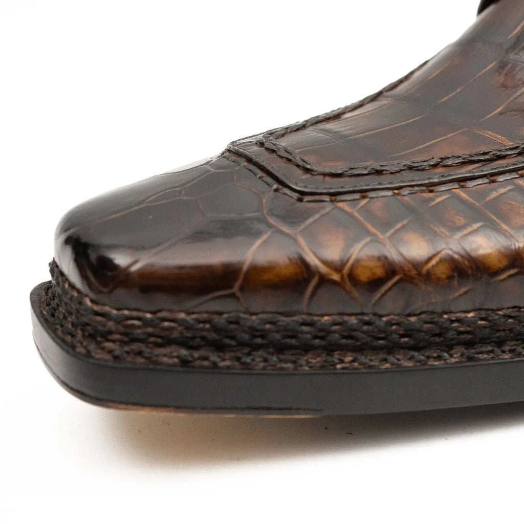 Brown Crocodile Derby Shoes Goodyear | Norwegian 8014