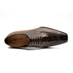 Brown Crocodile Derby Shoes Goodyear | Norwegian 8014