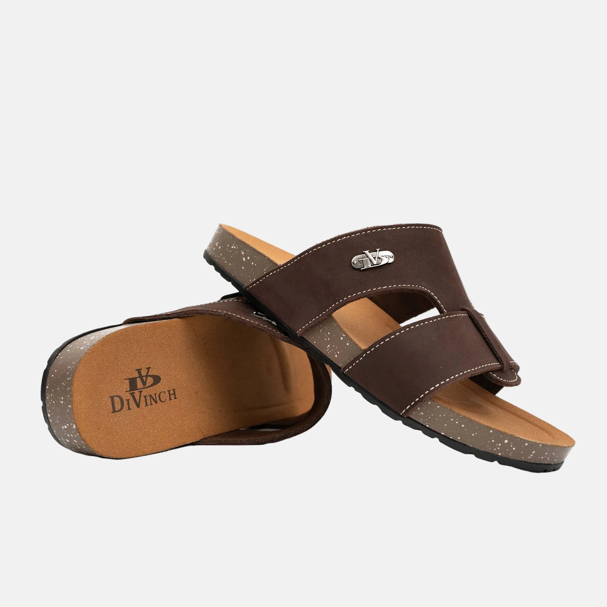 Brown Double Strap Slide Sandals