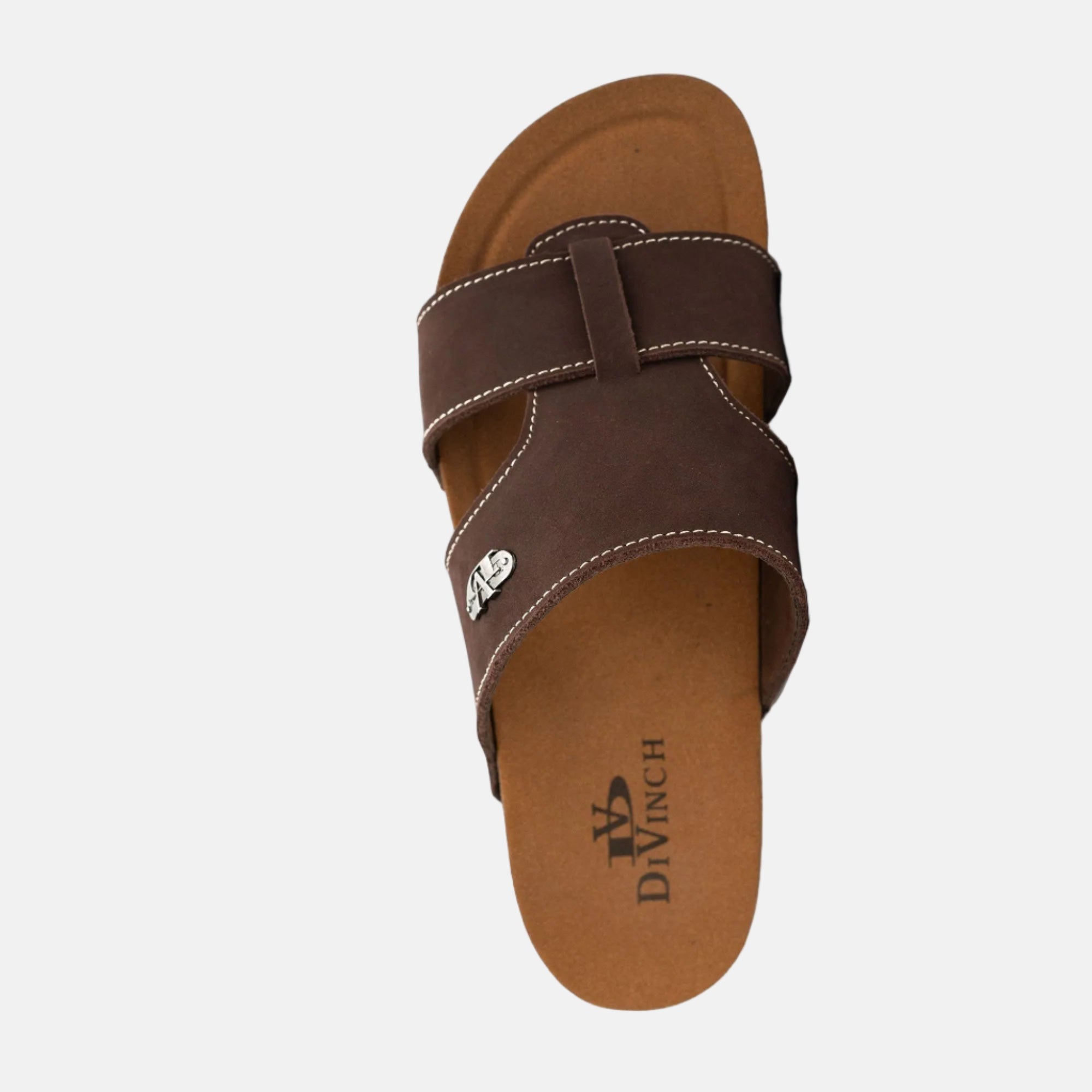 Brown Double Strap Slide Sandals