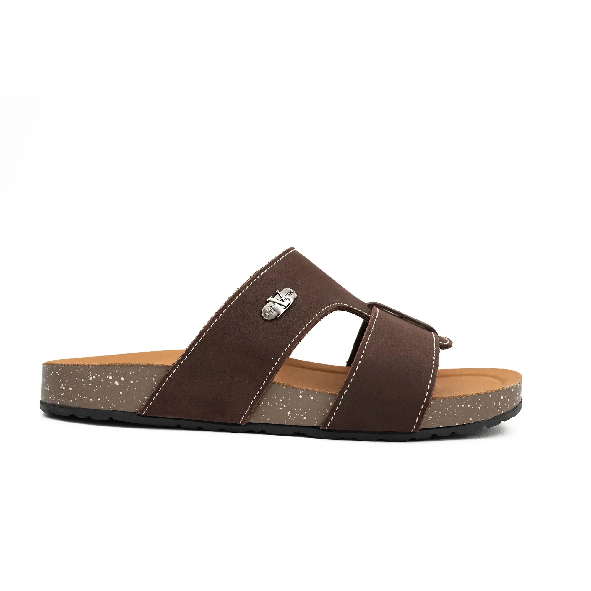 Brown Double Strap Slide Sandals