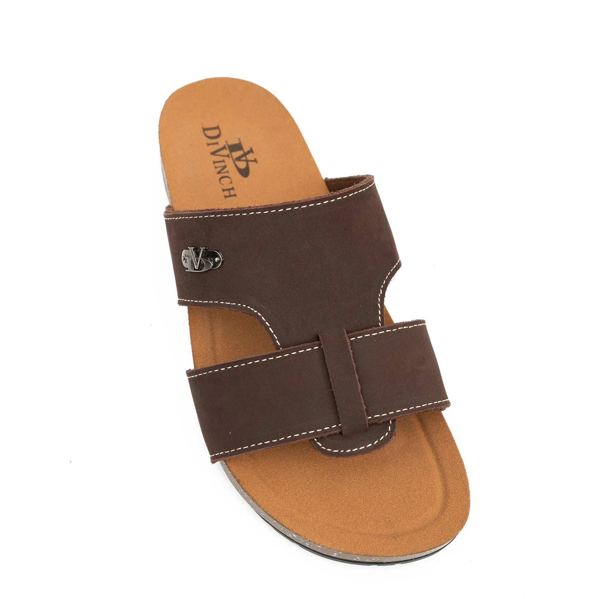 Brown Double Strap Slide Sandals
