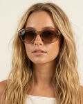 Brown Oval Frame Translucent Acetate Gradient Lens Sunglasses