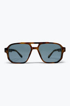 Brown Tortoiseshell Acetate Aviator Frame Oversized Sunglasses