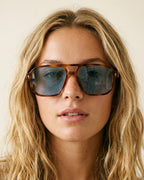 Brown Tortoiseshell Acetate Aviator Frame Oversized Sunglasses