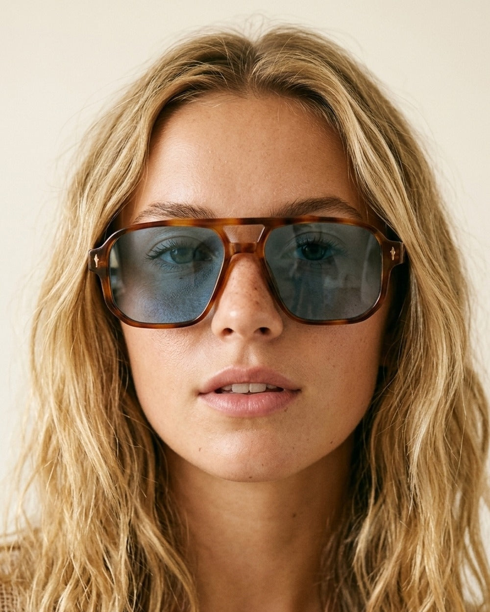 Brown Tortoiseshell Acetate Aviator Frame Oversized Sunglasses