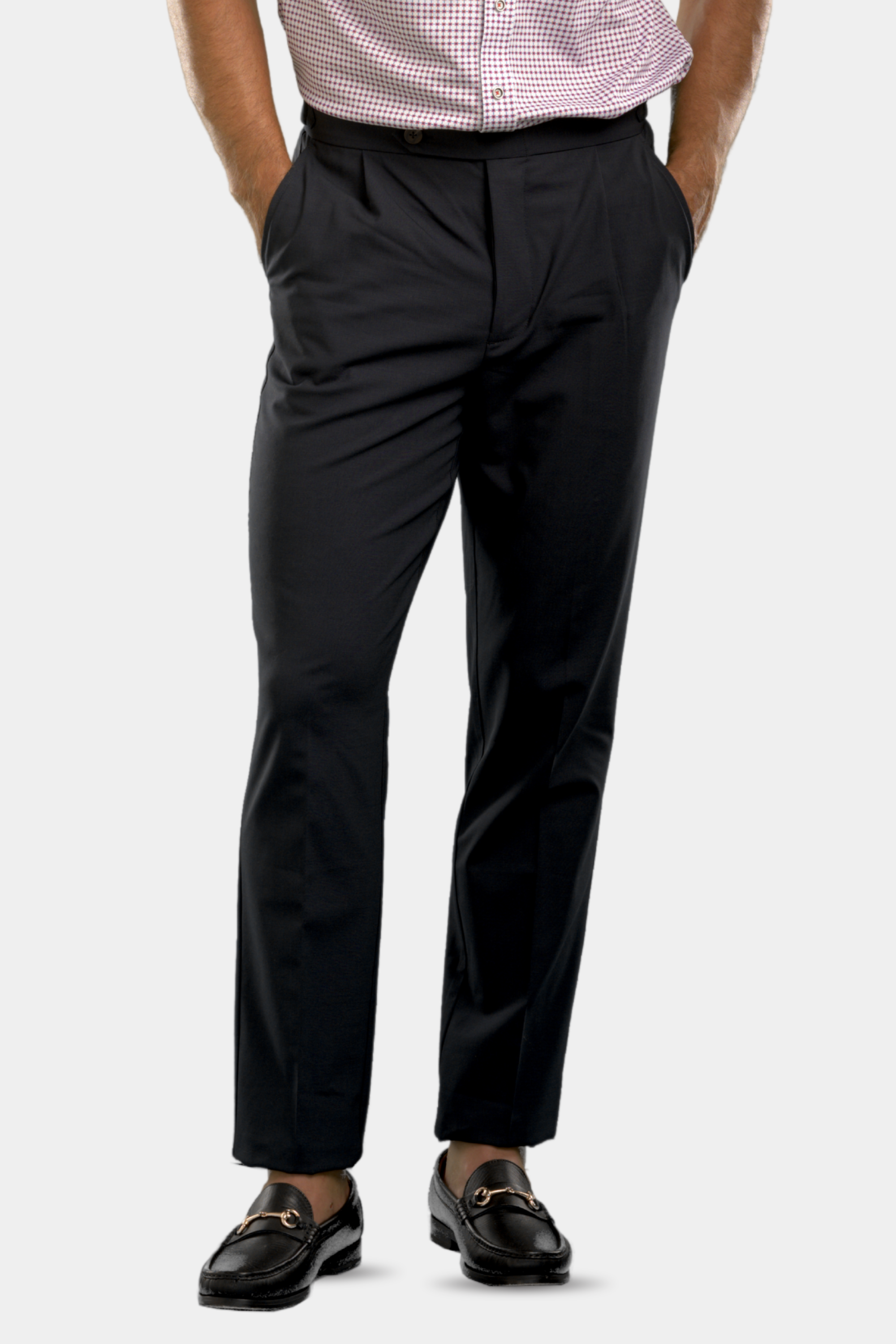 Pleated Wool Trouser Pants | Navy