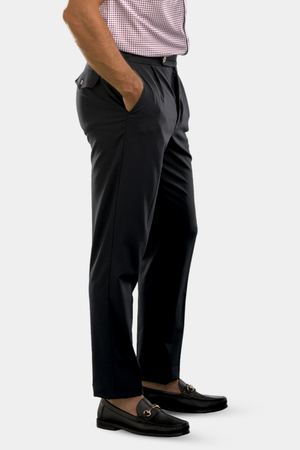 Pleated Wool Trouser Pants | Navy