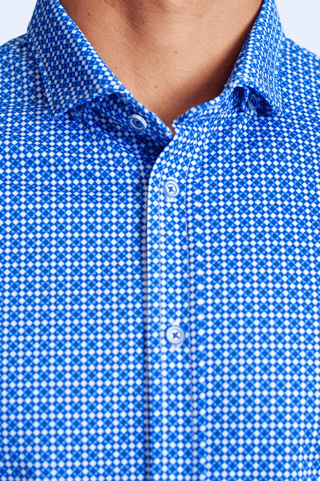 Swiss Check Long Sleeve Tech Shirt | Blue