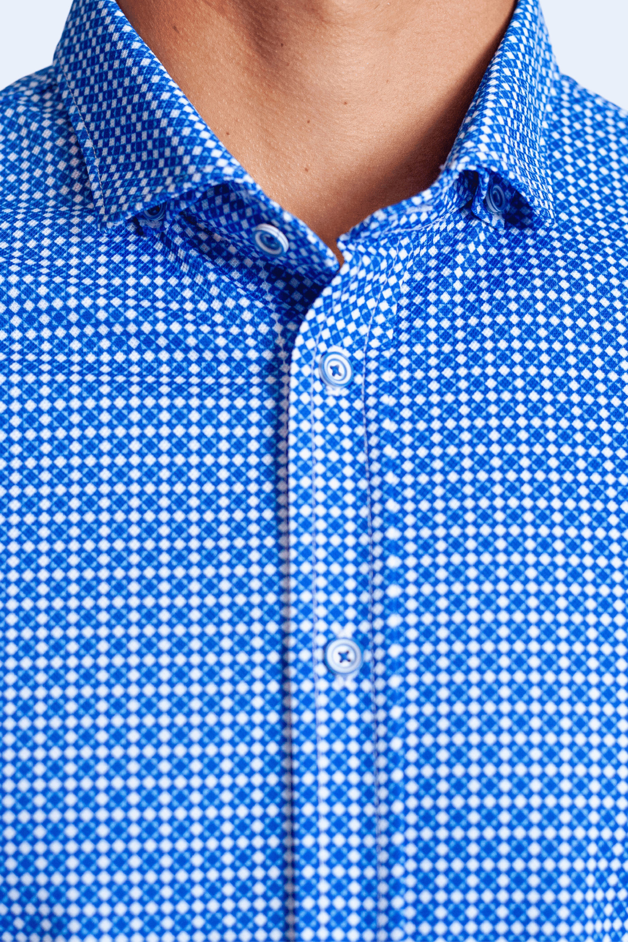 Swiss Check Long Sleeve Tech Shirt | Blue