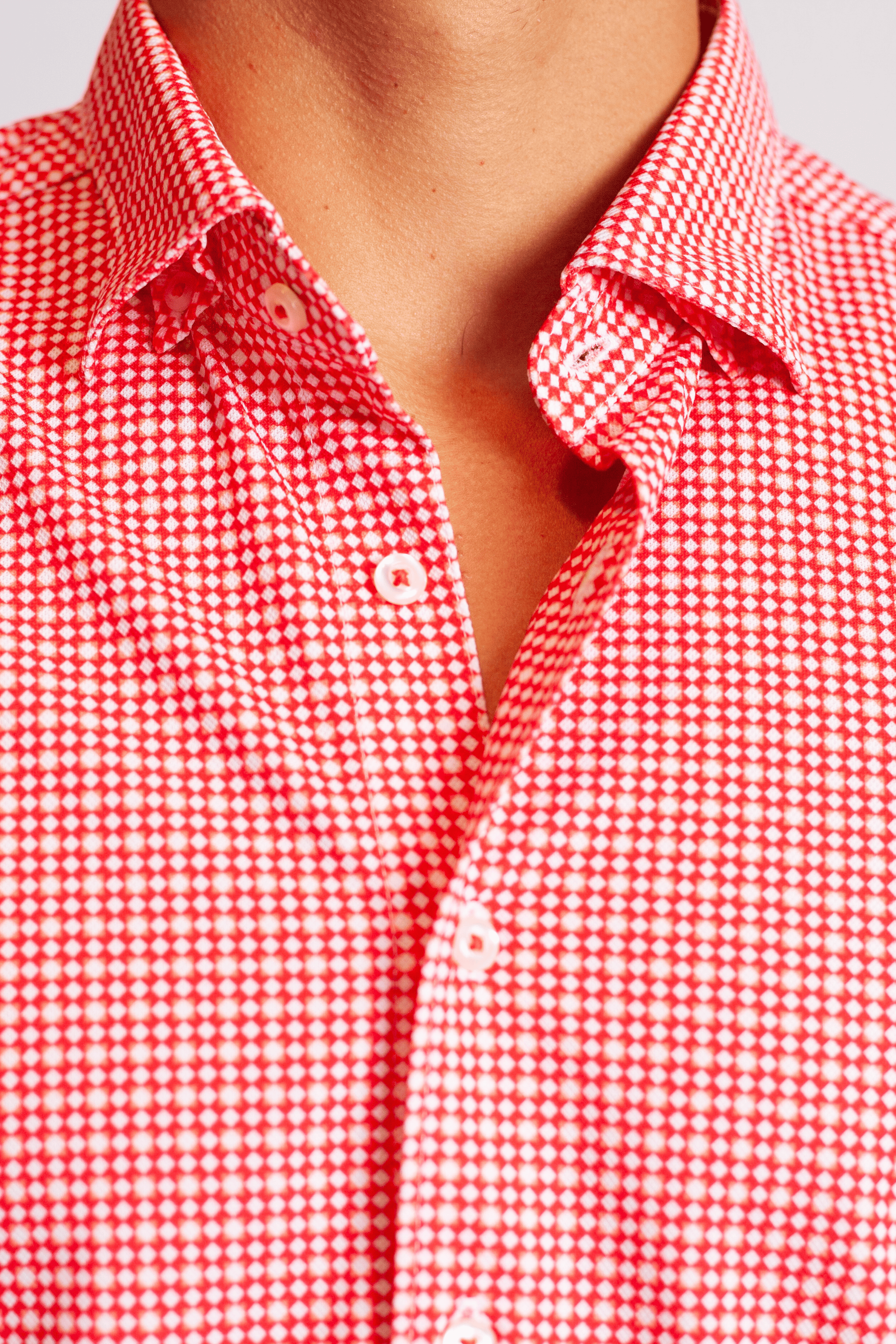 Swiss Check Long Sleeve Tech Shirt | Red