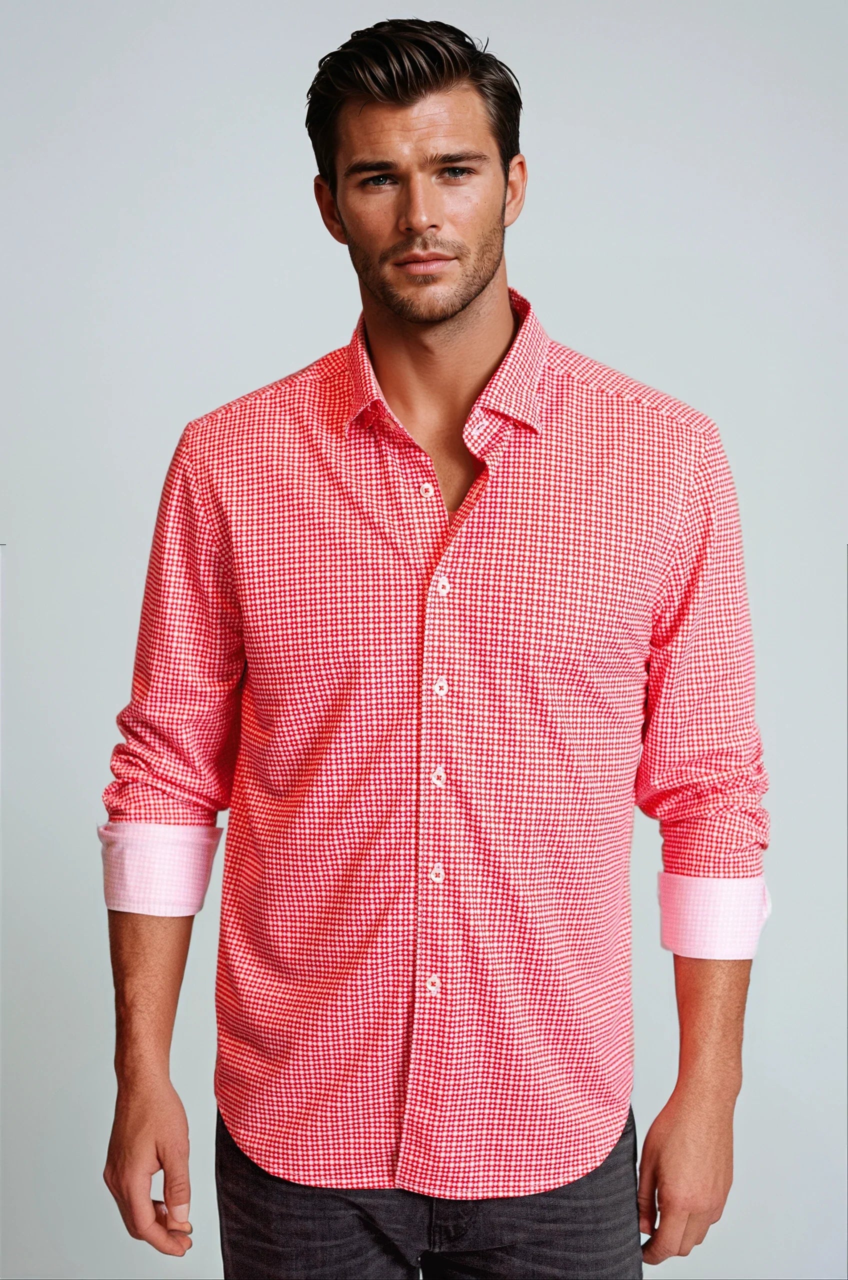 Swiss Check Long Sleeve Tech Shirt | Red