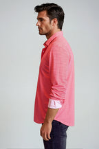 Swiss Check Long Sleeve Tech Shirt | Red
