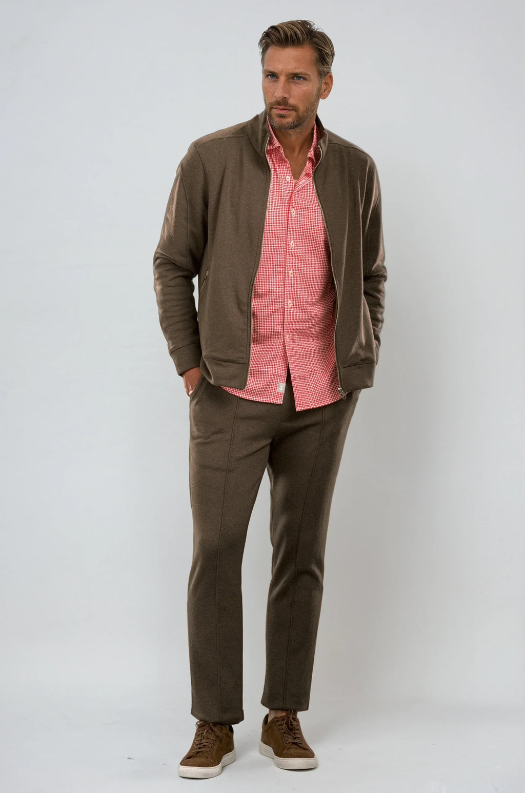 Swiss Check Long Sleeve Tech Shirt | Red