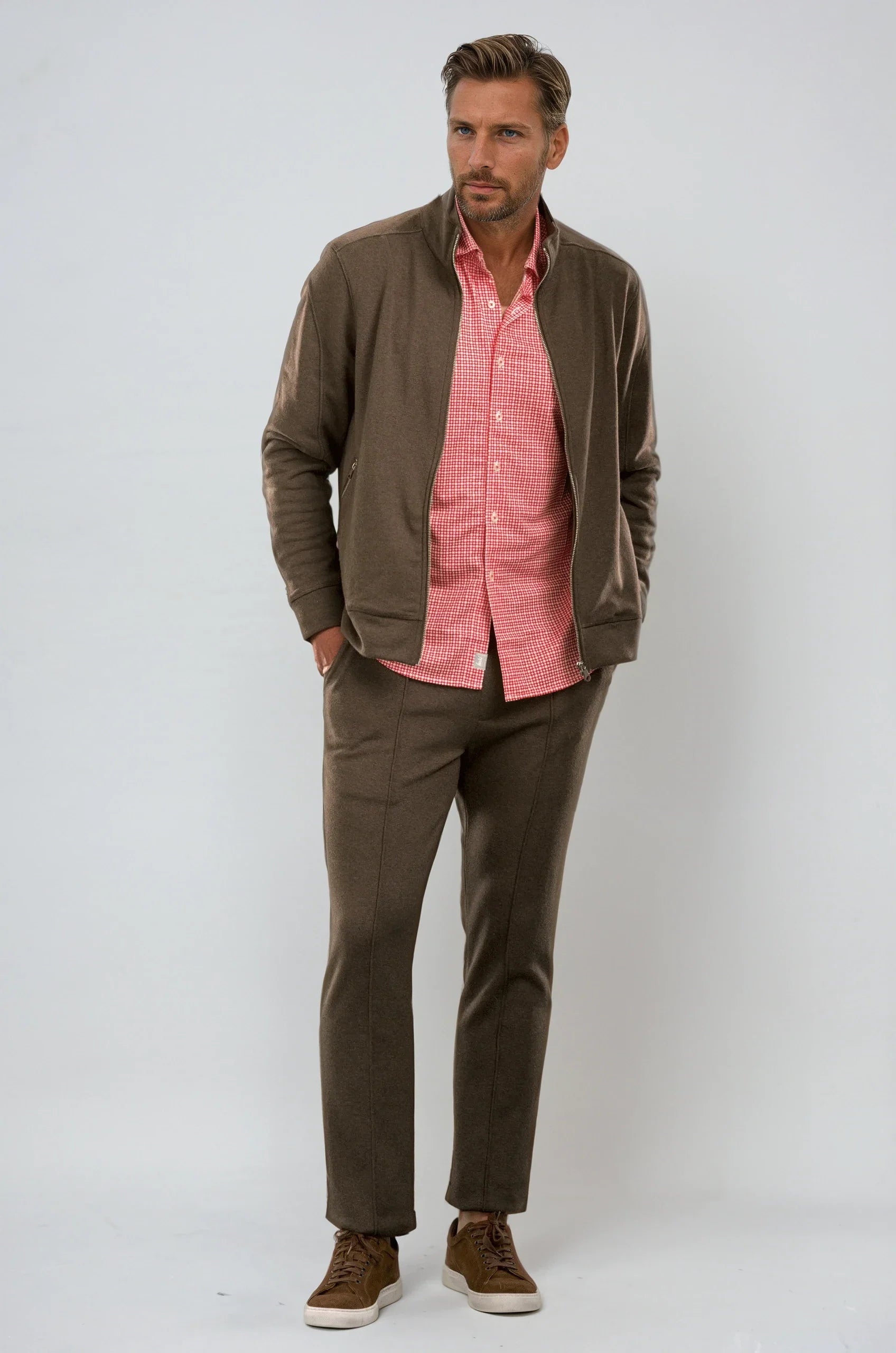 Swiss Check Long Sleeve Tech Shirt | Red