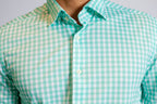 Mauro Long Sleeve Check Tech Shirt | Emerald