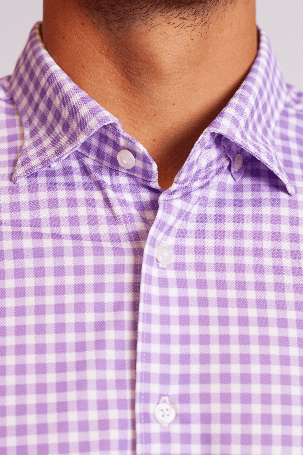 Mauro Long Sleeve Check Tech Shirt | Lavender