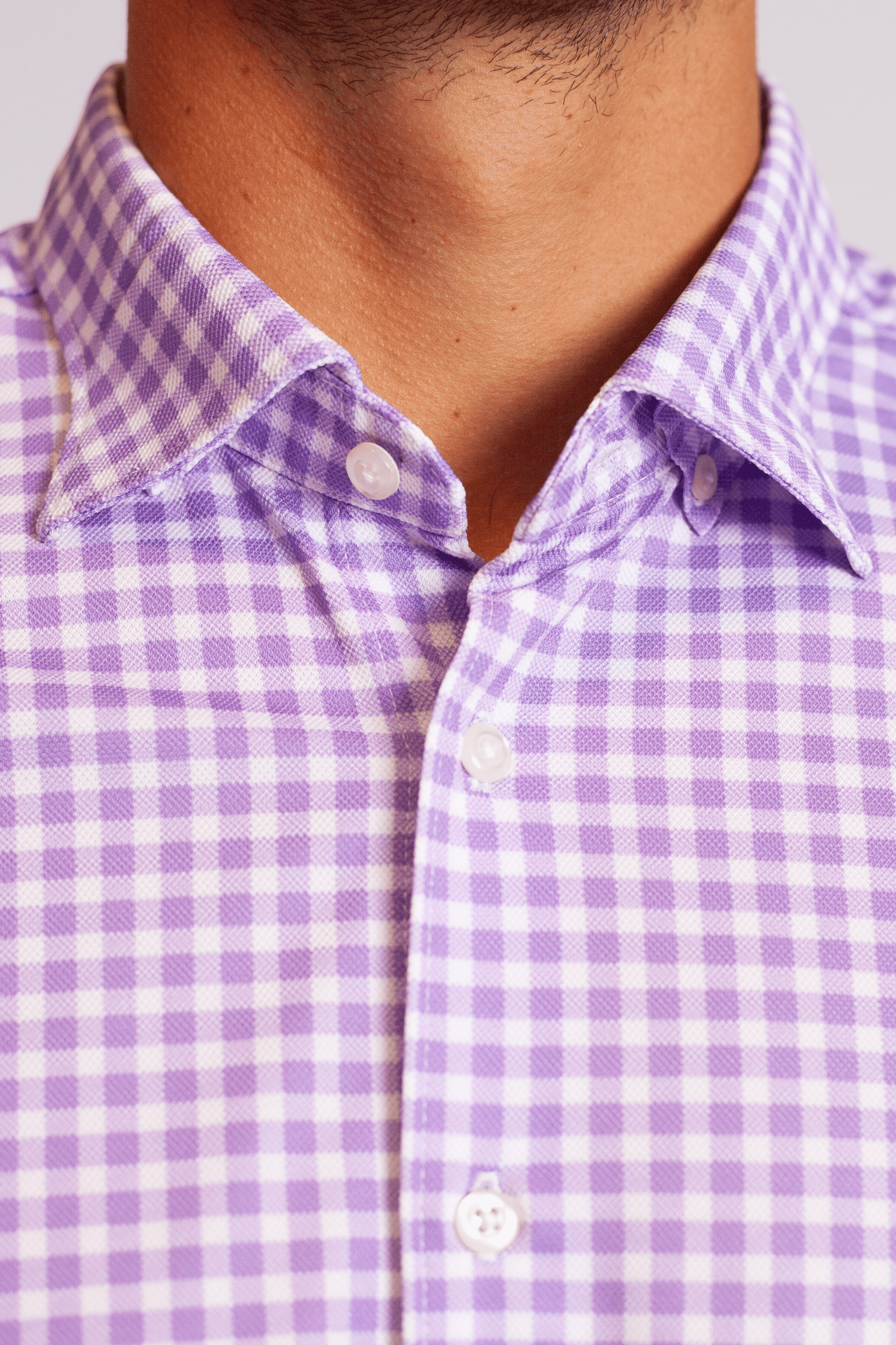 Mauro Long Sleeve Check Tech Shirt | Lavender