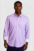 Mauro Long Sleeve Check Tech Shirt | Lavender