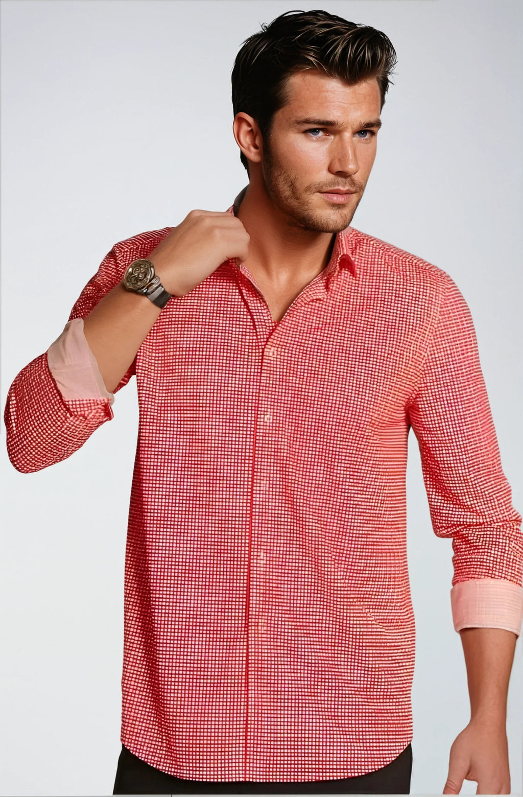 Swiss Check Long Sleeve Tech Shirt | Red