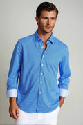 Swiss Check Long Sleeve Tech Shirt | Blue
